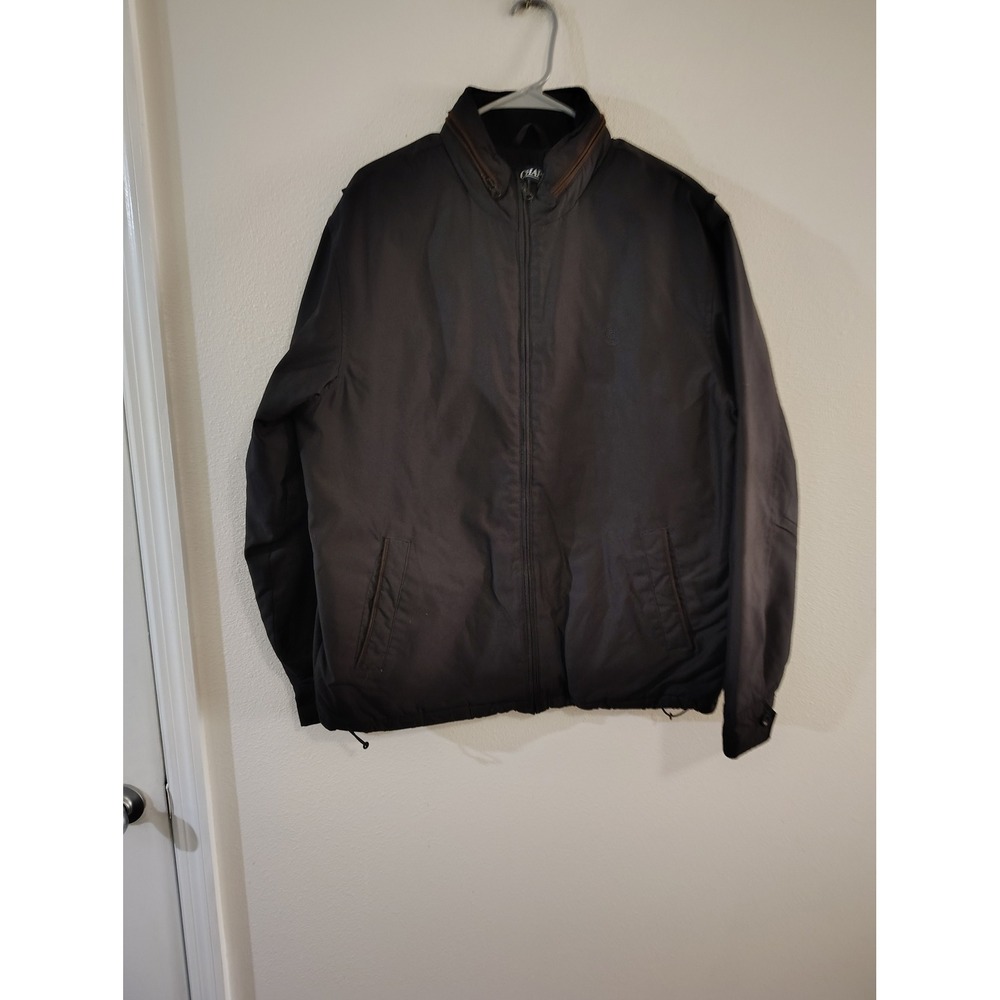 Chaps Mens Full Zip Bomber Jacket Black Fleece Lined Mock Neck Large 750585966